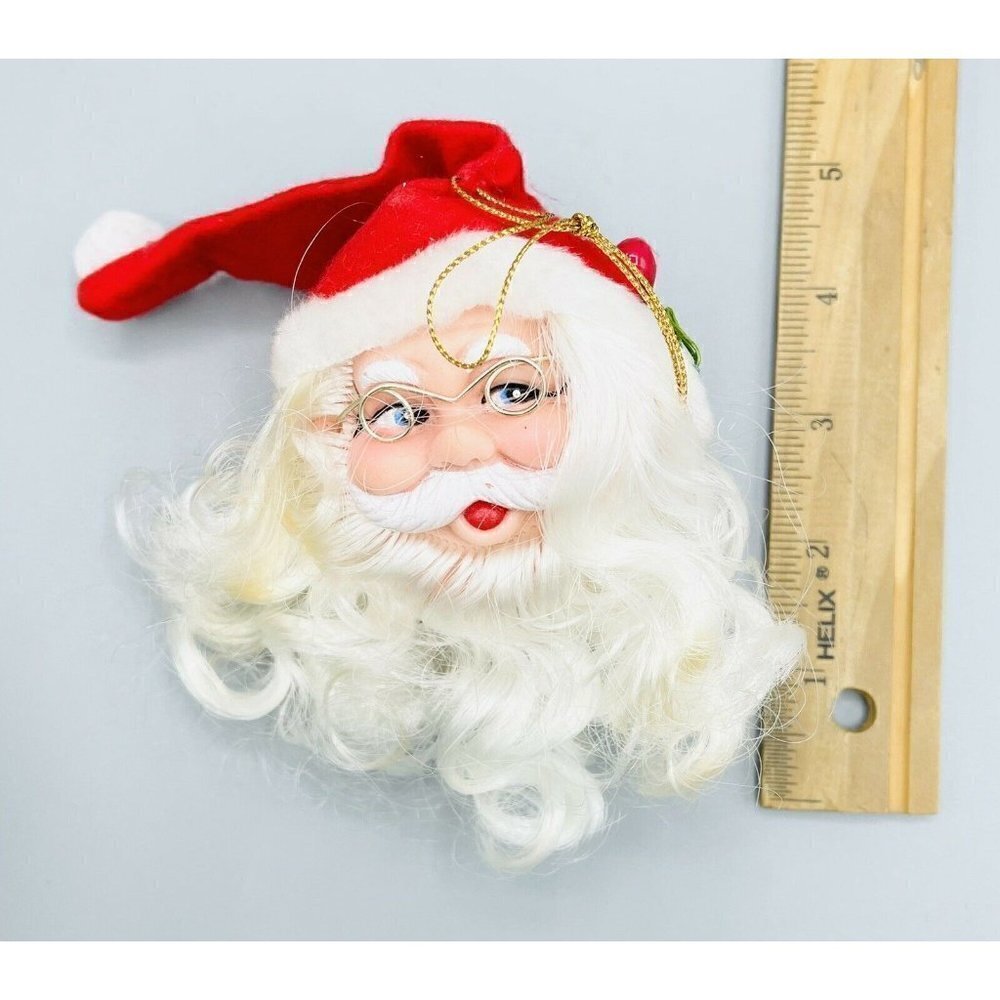 Vintage Santa Claus Head Ornament Crafting Doll Christmas Decoration Glasses